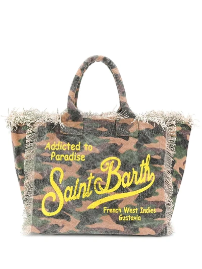 Shop Mc2 Saint Barth Vanity Camouflage Print Beach Bag In Green