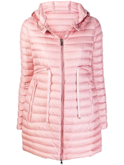 Shop Moncler Hooded Padded Coat - Pink