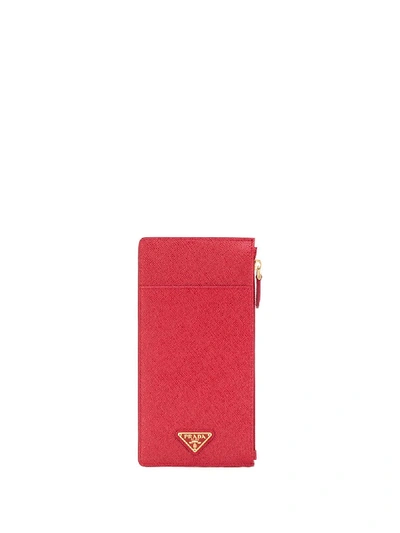 Shop Prada Long Zipped Logo Wallet - Red