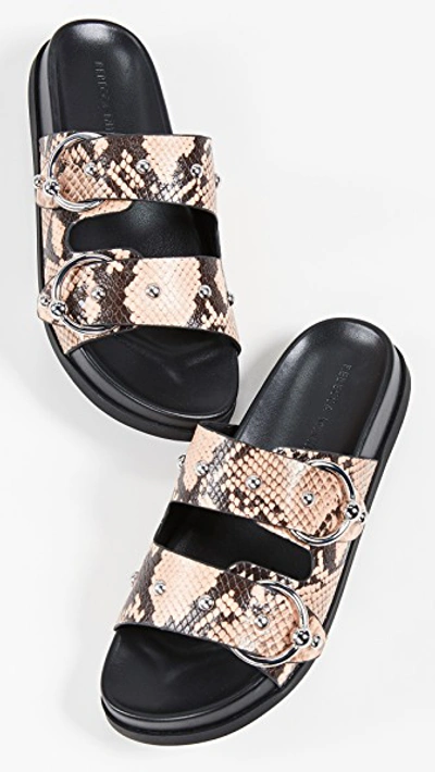 Shop Rebecca Minkoff Vachel Too Double Strap Slides In Rosewood