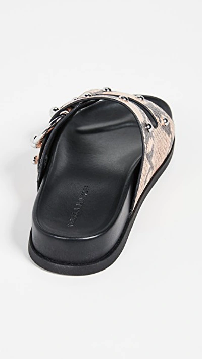 Shop Rebecca Minkoff Vachel Too Double Strap Slides In Rosewood