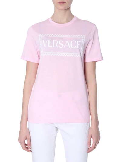 Shop Versace 90s Vintage Logo Print T-shirt In Pink