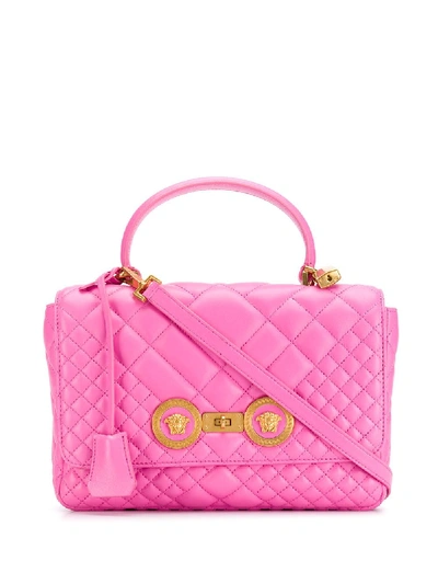 Shop Versace Quilted Icon Shoulder Bag - Pink