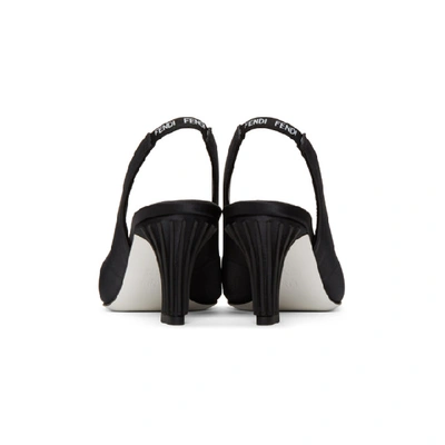 Shop Fendi Black Ffreedom Crystal Slingback Heels