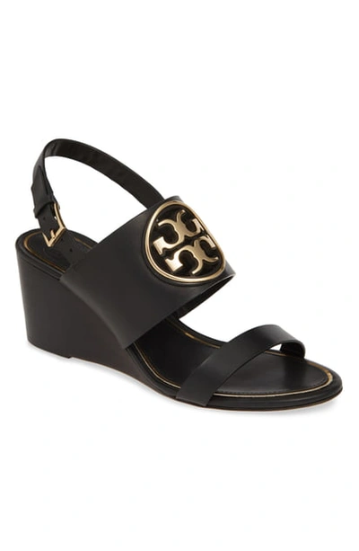 Shop Tory Burch Miller Wedge Sandal In Bleach/ Gold