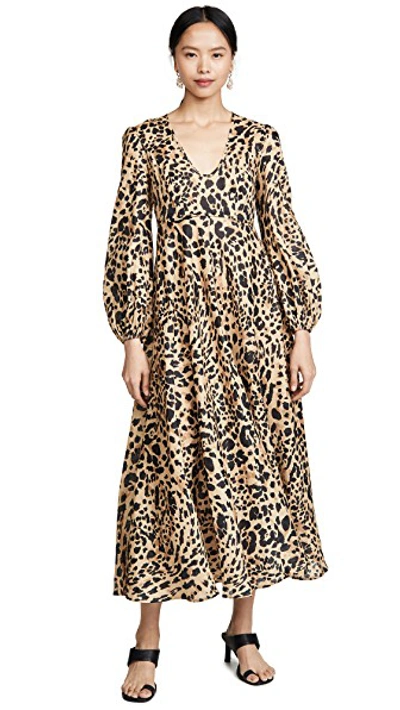 Shop Zimmermann Veneto Plunge Long Dress In Leopard