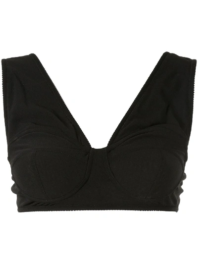 Shop Jil Sander V-neck Bra - Black