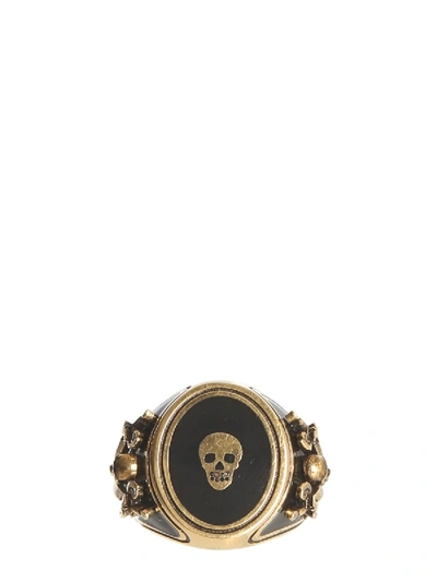 Shop Alexander Mcqueen Skull Ring In Gold