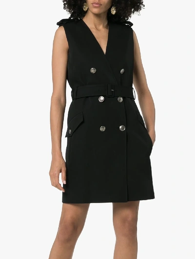 Shop Givenchy Sleeveless Mini Wool Blend Pinafore Dress In 001 Black