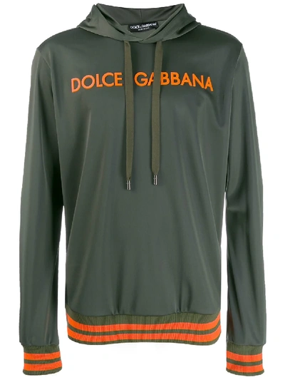 Shop Dolce & Gabbana Logo Printed Hoodie - Green