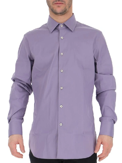 Shop Prada Stretch Cotton Shirt In Purple
