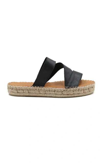 Shop Alohas Sandals Virgo Leather Espedrille Sandals In Black