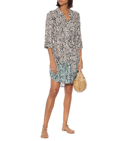 Shop Heidi Klein Mombasa Snake-effect Shirt Dress In Grey