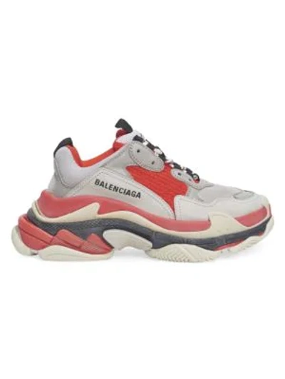 Shop Balenciaga Triple S Sneakers In Red Grey White
