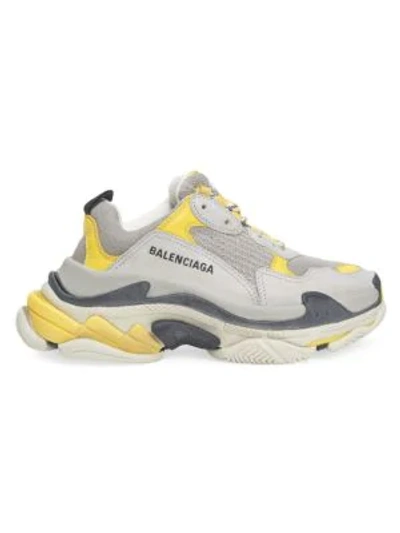 Shop Balenciaga Triple S Sneakers In Yellow Grey White