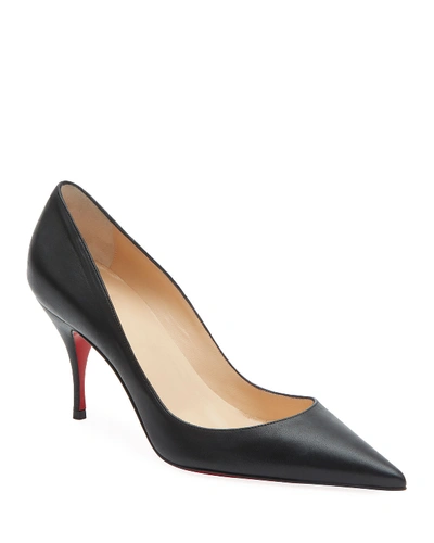 Shop Christian Louboutin Clare 80 Leather Red Sole Pumps In Black