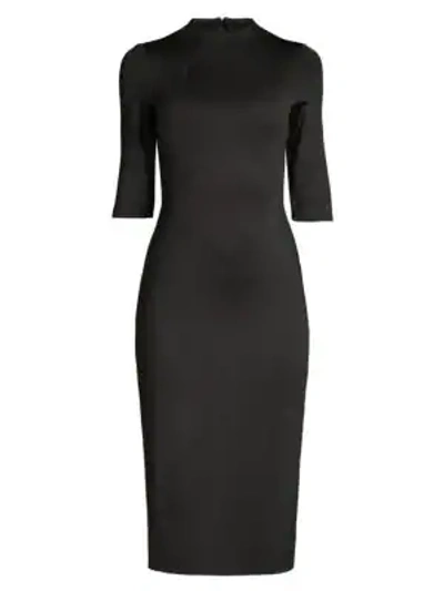 Shop Alice And Olivia Delora Fitted Mockneck Dress In Black