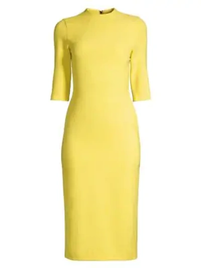Shop Alice And Olivia Delora Fitted Mockneck Dress In Canary