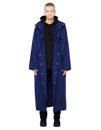 Shop Balenciaga Logo Raincoat In Blue