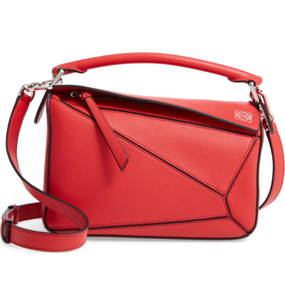 Shop Loewe Puzzle Small Shoulder Bag In Scarlet