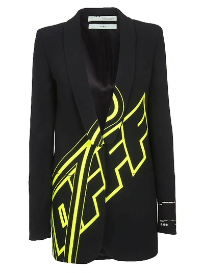 Shop Off-white Logo-print Relaxed-fit Blazer In Black Fluo