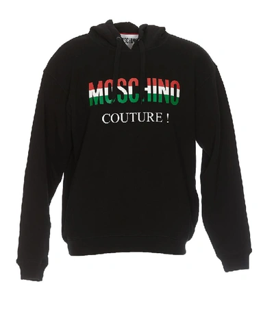 Shop Moschino Logo Printed Hoodie In Black