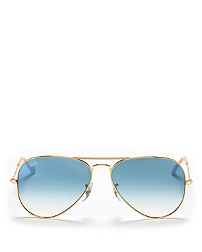 Shop Ray Ban Ray-ban Unisex Original Aviator Sunglasses In Gold/blue