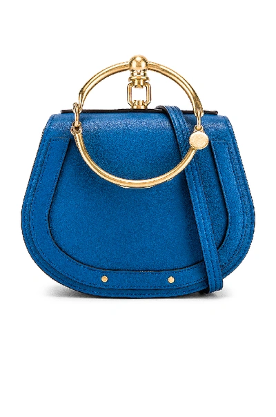 Shop Chloé Chloe Small Nile Calfskin & Suede Bracelet Bag In Blue