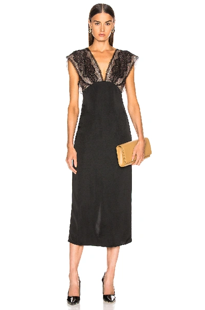 Shop Victoria Beckham Lace Tabbard Midi Dress In Black