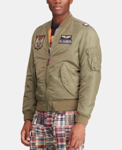 Shop Polo Ralph Lauren Men's Reversible Twill Bomber Jacket In Bohemian Olive