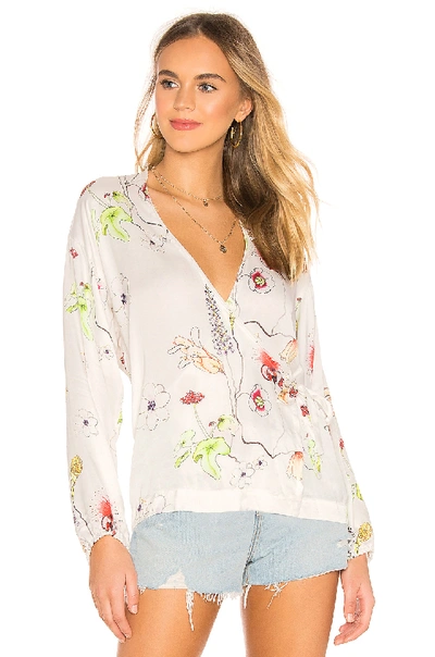 Shop Cali Dreaming Poet Wrap Top In Garden