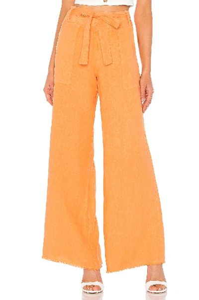 Shop Krisa Paperbag Waist Wide Leg Pant In Tangerine. In Mango