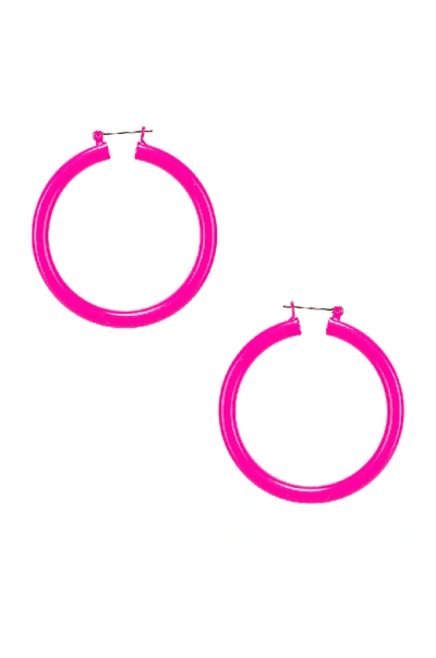 Shop Luv Aj Rainbow Amalfi Hoop Earrings In Neon Pink