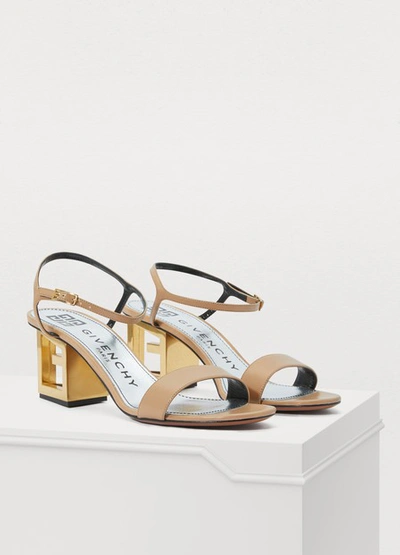 Shop Givenchy Triangle Mules In Beige