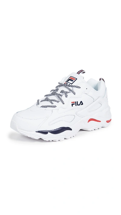 Shop Fila Ray Tracer Sneakers In White/ Navy/ Red