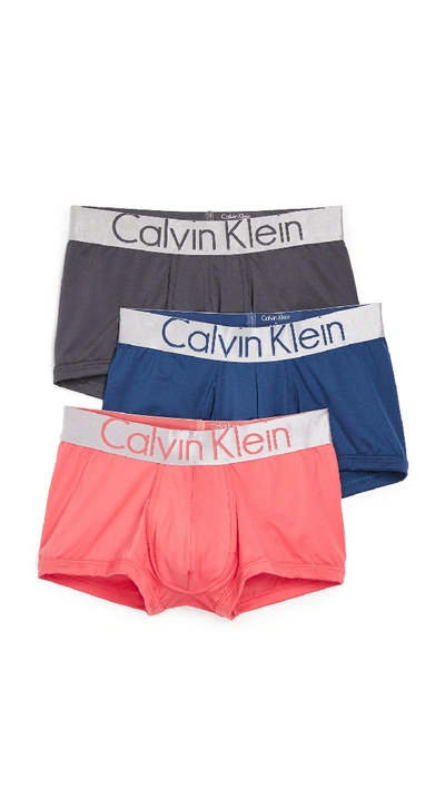 Calvin Klein Underwear Steel Micro 3 Pack Trunks In Cayenne/ashford  Grey/airforce | ModeSens