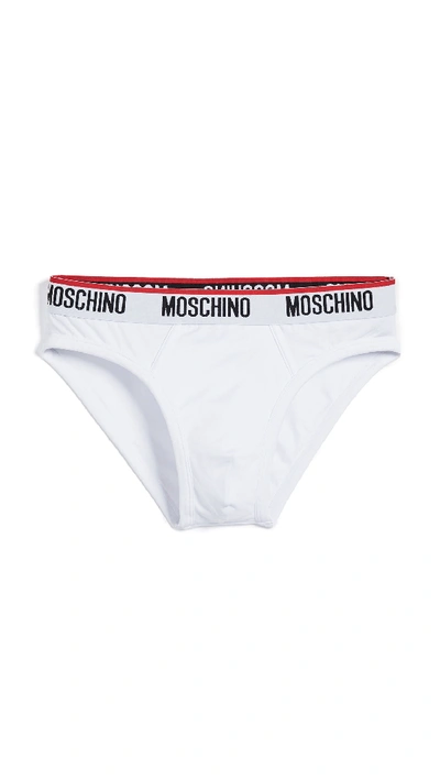 Shop Moschino Jersey Briefs In White