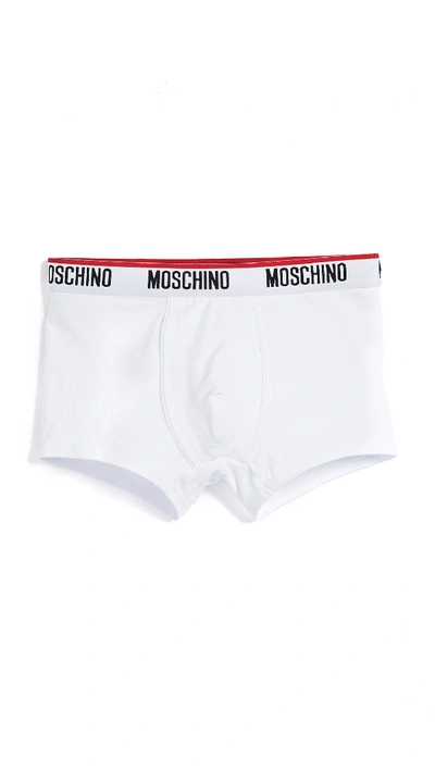 Shop Moschino Jersey Trunks In White