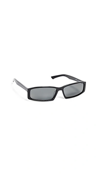 Shop Balenciaga Neo Straight Sunglasses In Black With Solid Grey Lens