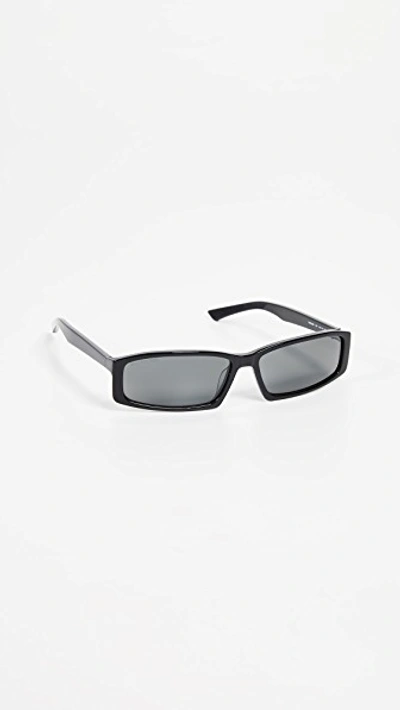 Shop Balenciaga Neo Straight Sunglasses In Black With Solid Grey Lens