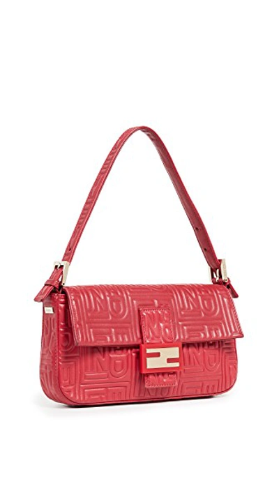 Shop Fendi Red Leather Baguette Bag