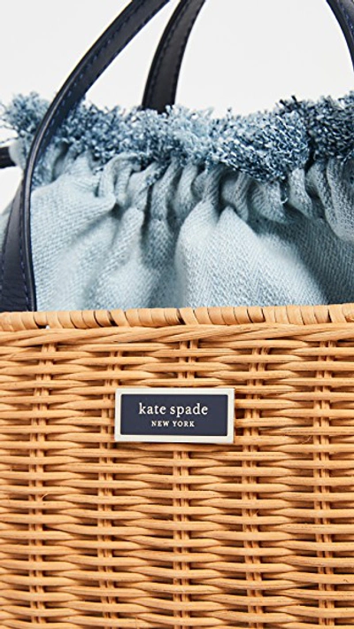 Shop Kate Spade Sam Wicker Medium Satchel In Light Denim