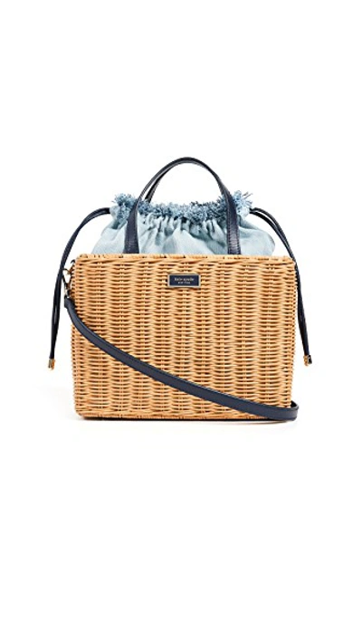 Shop Kate Spade Sam Wicker Medium Satchel In Light Denim