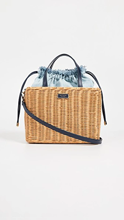 Shop Kate Spade Sam Wicker Medium Satchel In Light Denim