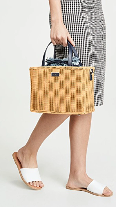 Shop Kate Spade Sam Wicker Medium Satchel In Light Denim