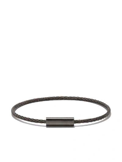 Shop Le Gramme 9 Grammes Cable Bracelet - Black Silver