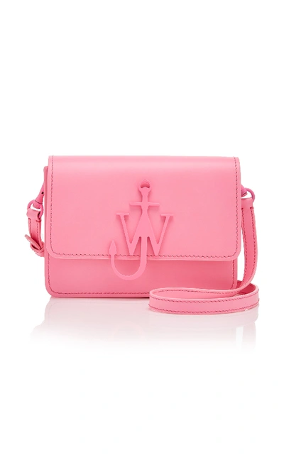 Shop Jw Anderson Logo Mini Leather Shoulder Bag   In Pink