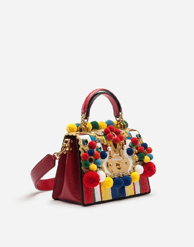 Shop Dolce & Gabbana Medium Welcome Bag In A Mix Of Materials With Embroidery In Multi-colored