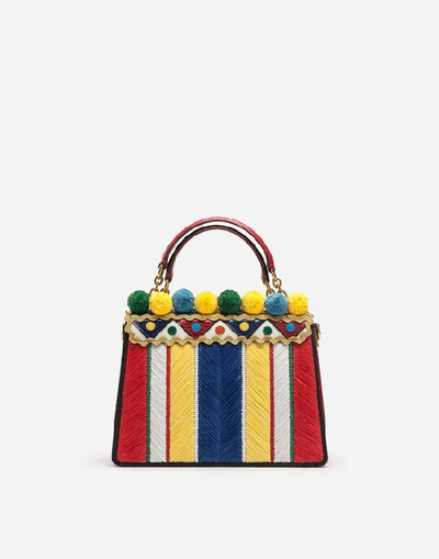 Shop Dolce & Gabbana Medium Welcome Bag In A Mix Of Materials With Embroidery In Multi-colored