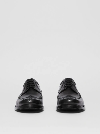 Shop Burberry Brogue Detail Leather Derby Shoes In Black